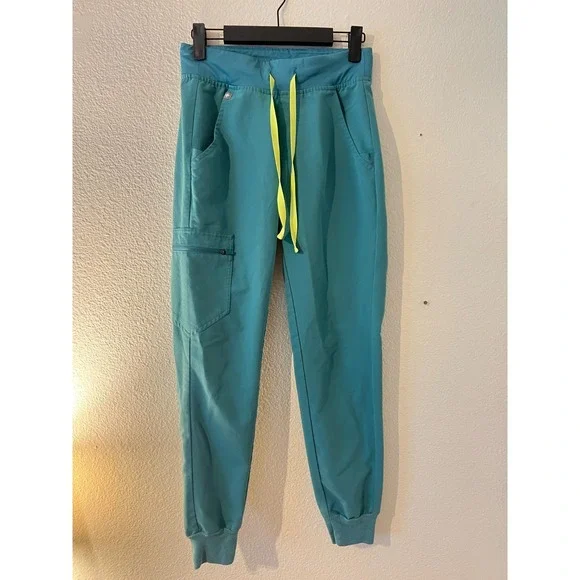 FIGS Womens Zamora Teal Hydrogreen Jogger Scrub Pants Sz XXS Medical Uniform - Picture 1 of 12